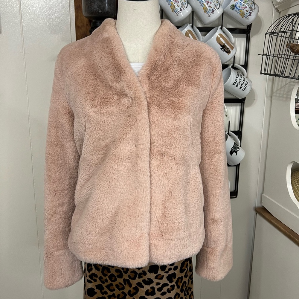 Women's Pink Faux Fur Jacket